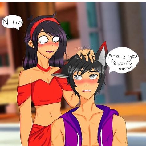 She's having such an awkward time dealing with Aaron and his new...features  (I actually kinda feel bad lol) Aphmau Starlight, Aphmau Aaron, Phoenix Drop High, Aphmau Ships, Aphmau Wallpaper, Aphmau My Street, Aphmau Youtube, Zane Chan, Aarmau Fanart