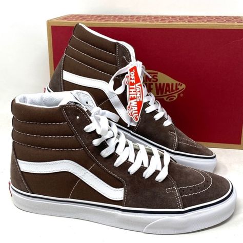 Vans Sk8-Hi Casual Shoe Suede Canvas Skate Sneaker Brown White Women Vn0a5jmj8ee Brand New With Box. 100% Authentic! The Sk8-Hi Was Introduced In 1978 As Style 38, And Showcased The Now-Iconic Vans Sidestripe On A New, Innovative High Top Silhouette. As Only The Second Model Featuring The Recognizable Marker Formerly Known As The “Jazz Stripe,” The Sk8-Hi Brought A Whole New Look To The Vans Family. Honoring That First Legendary High Top, The Sk8-Hi Is Made With Sturdy Suede And Canvas Uppers In A Variety Of Classic And Unexpected Colorways. This Lace-Up Shoe Also Includes Re-Enforced Toe Caps, Supportive Padded Collars, And Signature Rubber Waffle Outsoles. Vans High Tops Aesthetic, Benjamin Aesthetic, Vans Sk8 Hi Outfit, Sk8 Hi Outfit, High Vans, Hightop Vans, Vans Hightop, Tennis Vans, Vans Aesthetic