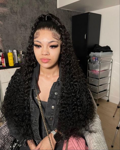 Follow For More ♡ Weave Hairstyles With Braids, Quick Weave Hairstyles With Color, Styles For Short Hair Curly, Weave Hairstyles With Color, Half Up Half Down Wig, Hairstyles With Color, Strawberry Hair Color, Curly Half Up Half Down, Short Hair Curly