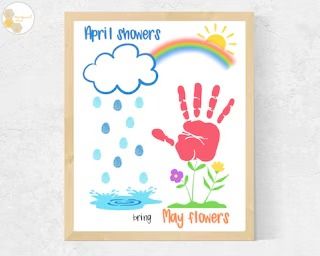 HandprintHive - Etsy April Preschool, Craft For Toddlers, Fingerprint Crafts, April Crafts, April Showers Bring May Flowers, Toddler Arts And Crafts, Spring Preschool, Handprint Craft, Handprint Crafts