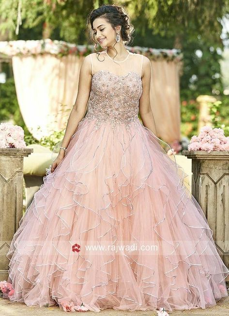 Pink Net Gown, Gabbar Singh, Net Gown, Latest Bridal Lehenga Designs, Red Flower Girl Dresses, Layered Gown, Kids Party Wear Dresses, Indian Wedding Gowns, Net Gowns