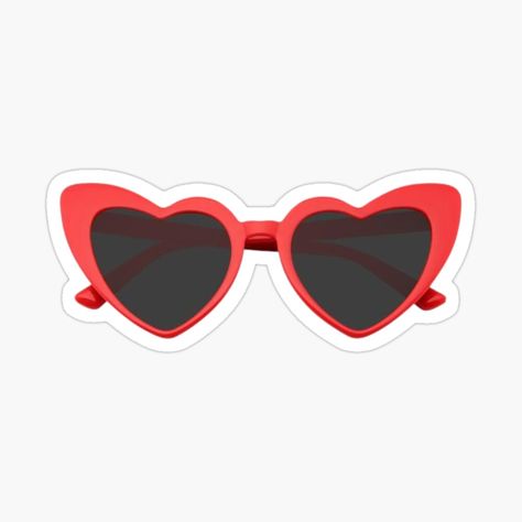 Heart Sunglasses Drawing, Sunglasses Sticker, Cartoon Heart, Heart Glasses, Shaped Sunglasses, Aesthetic Decor, Heart Shaped Sunglasses, Heart Sunglasses, Red Heart