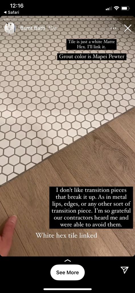 Wood And Tile Flooring Combination Bathroom, Bathroom Lvp Flooring Ideas, Lvp Master Bath, Powder Bathroom Floor, Master Bath With Lvp Floors, Lvp Flooring Transition To Hardwood, Lvp Flooring In Bathroom, Lvp Transitions, Lvp Tile Transition