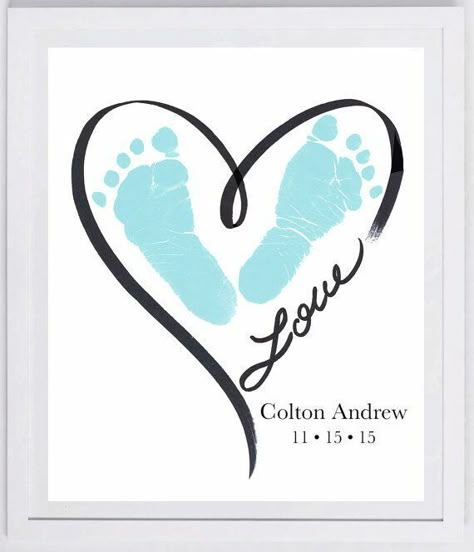 Love child footprints, nursery decor, nursery signs, personalized nursery decor Footprint Wall Art, Summer Crafts For Toddlers, Handprint Ideas, Baby Footprint Art, Footprint Keepsake, Footprint Crafts, Baby Art Projects, Baby Footprint, Heart Outline