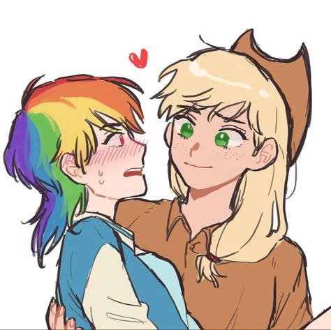 Rainbow Dash and Applejack Appledash Fanart, Rainbow Dash And Applejack, Mlp Ships, Girl Pony, Cartoon Fanart, My Little Pony Applejack, Apple Jack, Cartoon Books, My Little Pony Comic