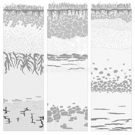 Cut of soil columns (profile). Three columns with cut of soil (profile) with a g #Sponsored , #Ad, #PAID, #soil, #profile, #columns, #Cut Soil Illustration, Soil Profile, Layers Of The Earth, Earth Clay, Landscape Architecture Graphics, Textured Backdrop, Landscape Design Drawings, Section Drawing, Soil Texture