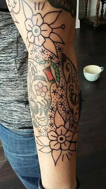 #Stars and #dots #Tattoo #sleeve #traditional #flowers #ace of #spade #sleeve. Traditional Stars And Dots Tattoo, Stars And Dots Tattoo, Tattoo Sleeve Traditional, Dots Tattoo, Traditional Flowers, Tattoo Filler, Dot Tattoos, Journal Books, Sleeve Ideas