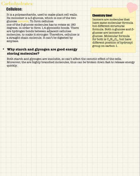 Biological Molecules Notes, Carbohydrates Notes, Carbohydrates Biology, Alevel Biology, Nutrition Notes, Biochemistry Notes, Bio Notes, Biology Revision, Science Study