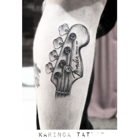 Fender Guitar Tattoo, Bass Guitar Tattoo, Fender Precision Bass Guitar, Wrench Tattoo, Guitar Tattoos, Guitar Drawing, Fender Precision Bass, Guitar Tattoo, Boho Art Drawings