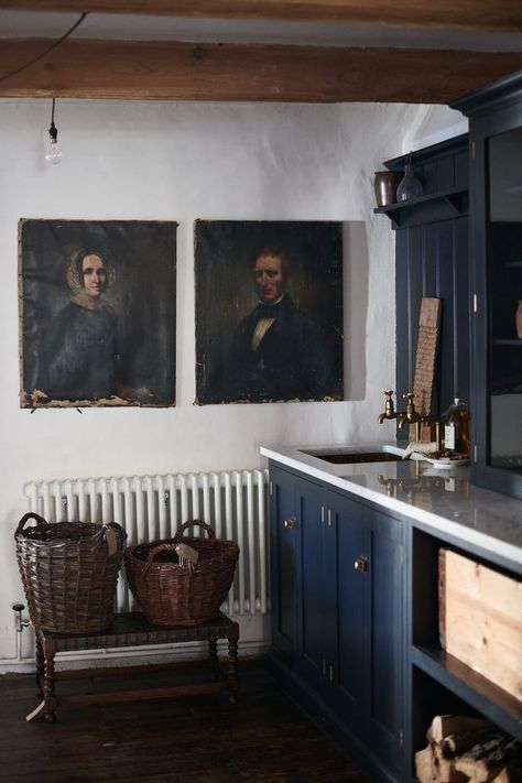 We love our little utility room at Cotes Mill, many years old now and still looking so good. We just picked up these beautiful vintage portraits, a perfect addition to this space. #deVOLKitchens #UtilityRoom Blue Utility Room, Pantry Blue, Helen Parker, Shaker Kitchen Ideas, Kitchen Design Furniture, Shaker Bathroom, Kitchen Shaker Style, Laundry Kitchen Combo, Antique Pantry