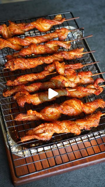 CheatMeats BBQ & Grill Experts on Instagram: "CRUNCHY BBQ PORK TWISTIES 🥓 The crispy meat sticks that broke the internet this year 😯 Looking for the ultimate BBQ Rub pack? We’ve got you covered for all proteins and sides heading in to 2024 🤗 Head to our bio now to try them for yourself! Meanwhile here’s the written recipe below ⬇️ - Score the rind with a sharp knife the add a drizzle of olive oil - Season generously with salt - Slice the pork belly into strips - Flip to the meat side and season generously with our CheatMeats Signature Pork Rub - Soak the skewers in water to avoid burning on the barbecue - Twist the pork belly strips around a long skewer with the rind facing outwards - Place on a wire rack over a deep foil tray with the base cut out - Place in the BBQ at 220°C for 30-3 Pork Belly Skewers Recipe, Pork Belly On A Stick, Pork Belly Slices Recipes, Chinese Bbq Skewers, Pork On A Stick, Pork Belly Skewers, Grilled Pork Skewers, Bengal Barbeque Beef Skewers, Pork Belly Strips