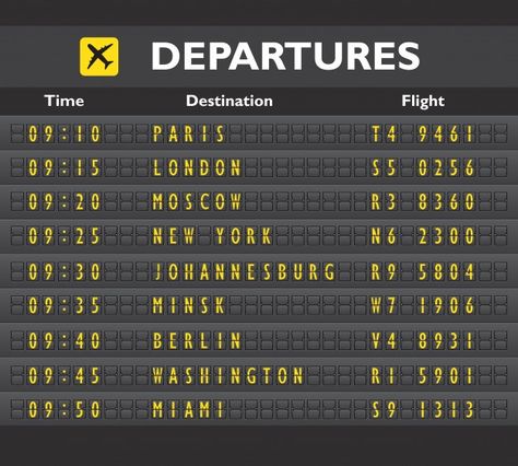 Departure board vector | Free Vector Airport Cafe, Airport Theme, Departures Board, Agenda Ideas, Airport Signs, Pizza Branding, Aviation Theme, Paper Doll Printable Templates, Flight Schedule