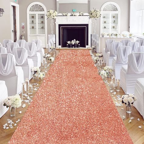 PRICES MAY VARY. Rose Gold Sequin Aisle Runner:This sequin floor aisle carpet runner with glitter sequin is a great choice for wedding and party.When walks on the gorgeous aisle runners, this sequin aisle runner can definitely create an elegant and noble scene atmosphere for your activities. Aisle Runners for Weddings: 1piece 2ftx15ft long gold sequin aisle runner with 6 fixed stickers，which is a good idea for wedding ceremony decorations. Sequin Aisle Runners:Wedding aisle runner is made of 3mm Bohemian Wedding Aisle, Wedding Aisle Runners, Wedding Aisle Runner, Aisle Runners, Aisle Runner Wedding, Sequin Tablecloth, Rose Gold Sequin, Sparkle Wedding, Aisle Runner