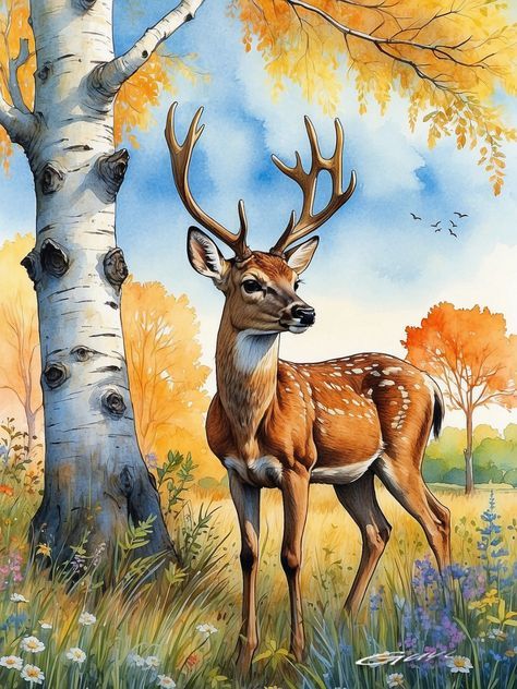 Art Ideas Anime, Kitchen Net, Nara Park, Deer Artwork, Earth Drawings, Nara Japan, Deer Painting, Nature Art Drawings, Animal Illustration Art