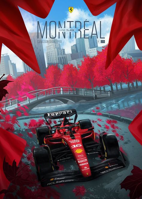 F1 Poster Design, Grand Prix Posters, Ferrari Poster, Canadian Grand Prix, Montreal Canadians, F1 Art, F1 Wallpaper Hd, F1 Poster, Formula 1 Car Racing