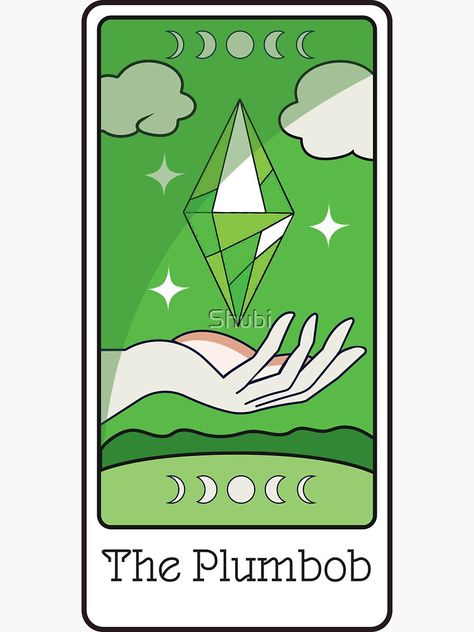 " Tarot Plumbob" Sticker by Shubi | Redbubble Sims Plumbob Aesthetic, Sims Plumbob Art, Plumbob Wallpaper, Sims 4 Fan Art, Sims Plumbob Tattoo, Plumbob Art, Plumbob Aesthetic, Sims 4 Stickers, Plumbob Tattoo