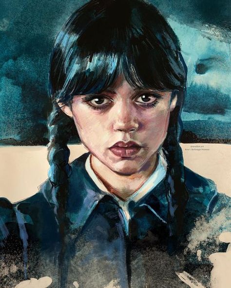 Jenna Ortega Drawing, New Netflix, Fan Art Drawing, Netflix Movie, Watercolour Tutorials, Wednesday Addams, Jenna Ortega, Netflix Series, Watercolor Techniques