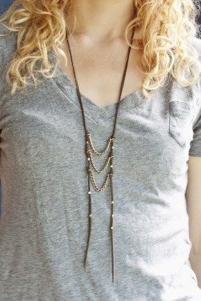 DIY Chain & Leather Ladder Necklace Tutorial | DIY In PDX Ladder Necklace, Asymmetrical Jewelry, Small Diamond Rings, Beautiful Diamond Earrings, Diy Chain, Hemp Necklace, Diy Jewelry Projects, Necklace Tutorial, Things To Make