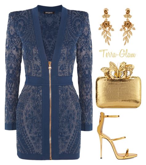 Make A Scene by terra-glam on Polyvore featuring polyvore fashion style Balmain Giuseppe Zanotti Nancy Gonzalez Oscar de la Renta clothing Blue Outfits Ideas, Terra Glam, Nancy Gonzalez, Looks Chic, Going Out Outfits, Fancy Outfits, Polyvore Outfits, Outfits Casuales, Giuseppe Zanotti