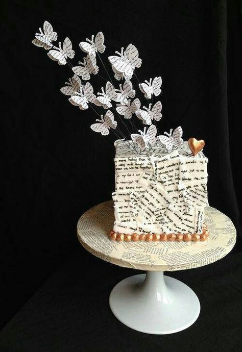 Poetry cake Whimsical Cake, Gateaux Cake, Butterfly Cakes, Special Cake, Paper Cake, Gorgeous Cakes, Love Cake, Fancy Cakes, Fondant Cakes