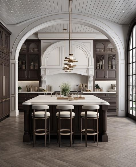 Elegant Kitchens Luxury, Ceiling Design Classic, Hampton Kitchen, 2024 Interior Design, Different Interior Design Styles, Country Interior Design, Lake House Kitchen, Building Aesthetic, Neoclassical Interior