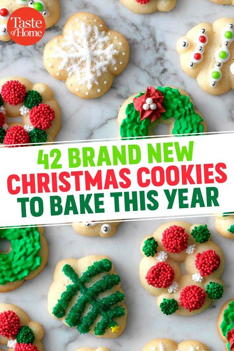 42 Brand New Christmas Cookie Recipes to Bake This Year #Christmas #ChristmasCookies #Cookies Recipes To Bake, Dinner Recipes Ideas, Cookies Kids, Christmas Cookie Recipes, Cookies Easy, Appetizers Recipes, Recipes Christmas, Xmas Cookies, Christmas Sweets