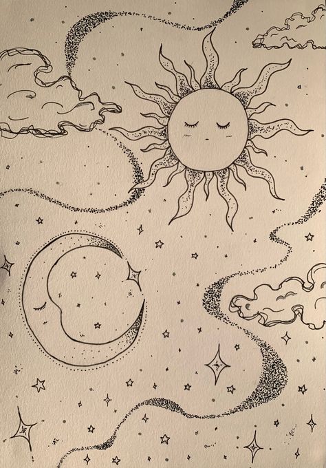 7 Drawing Number, Moon And Sun Drawing Simple, Sun And Moon Doodle, Sun And Moon Sketch, Moon Sketchbook, Moon Doodles, Moon Doodle, Body Doodles, Biker Logo Design