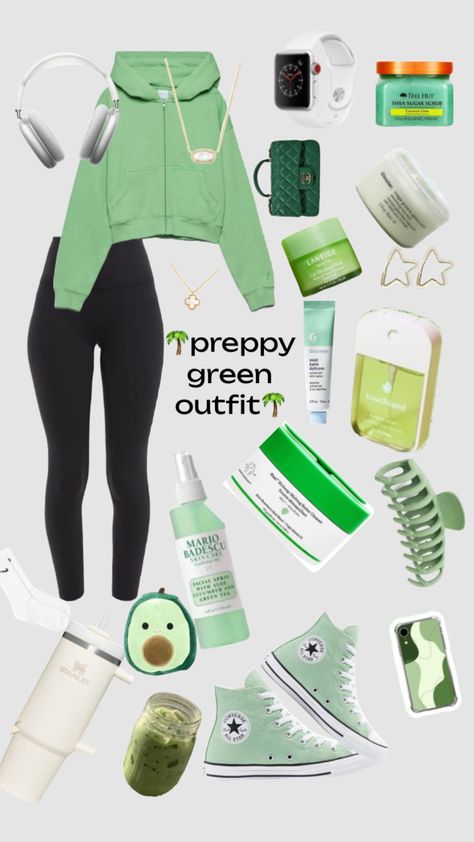 Preppy green outfit! GET @wynneoleary TO 100 FOLLOWERS!! Green Preppy, Preppy Outfits Green, Preppy Green School Bottoms, Green Outfit Preppy, Preppy Green Short Sleeve Tops, Preppy Green Button-up Shirt, Preppy Outfits Aesthetic, Lipsense Lip Colors, Preppy Outfits For School