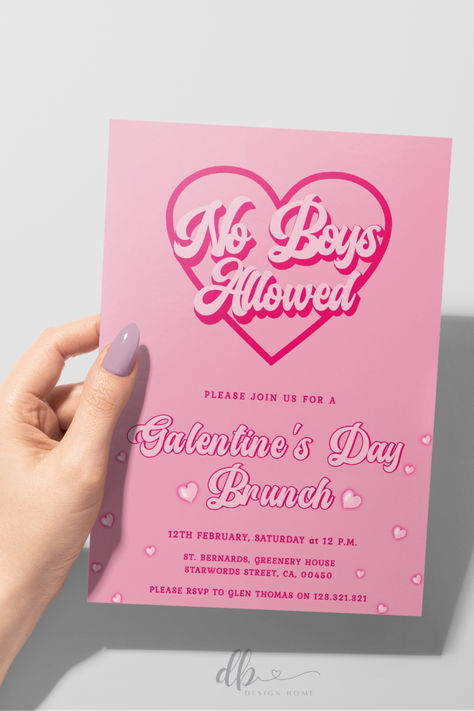 Galentines Day Brunch Invitation, No Boys Allowed Invitation,Girls Night Invite,Valentine Day Invite Galentines Invite Ideas, Girls Night Invitations, Galentines Invitation, Valentine Party Invitations, Galentine's Party, Valentine Invitations, No Boys Allowed, Girls Brunch, Space Cowgirl