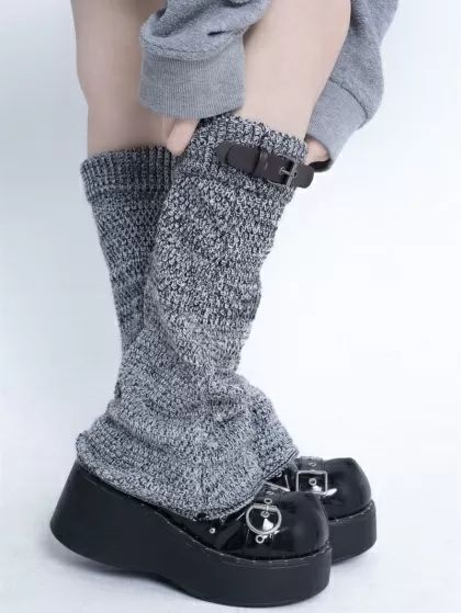 Buckle Design Grey Leg Warmers Gray One-size Leg Warmers For Winter, One-size Footless Leg Warmers, Cutecore Leg Warmers, Grey Leg Warmers, Fairy Grunge Leg Warmers, Pastel Goth Leg Warmers, Kawaii Closet, Gray Leg Warmers, Leg Warmers