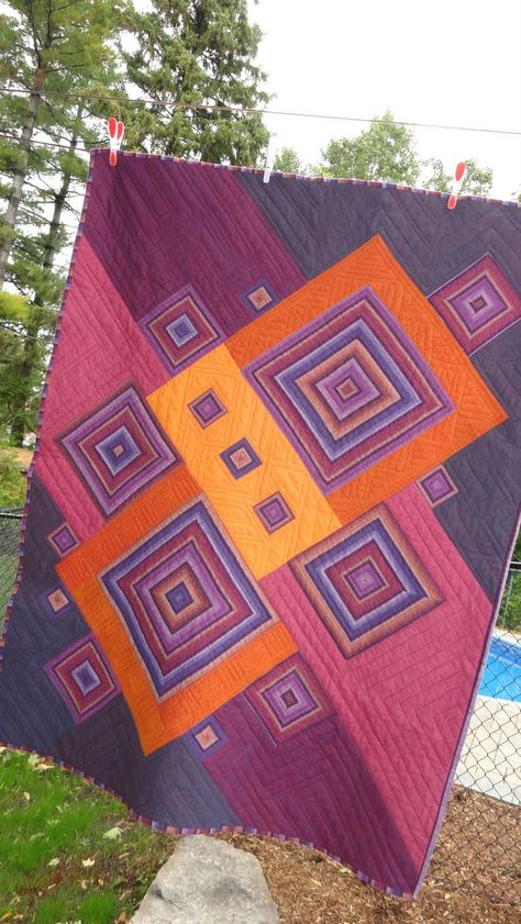 Drunkards Path Quilt, Modern Quilting Designs, Abstract Quilt, Quilt Modernen, Geometric Quilt, Striped Quilt, Log Cabin Quilts, Strip Quilts, Colorful Quilts