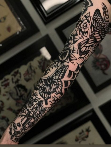 Traditional Tattoo Drawings, Patchwork Tattoos, Indian Feather Tattoos, Traditional Black Tattoo, Traditional Tattoo Flowers, Torso Tattoos, Elements Tattoo, Traditional Tattoo Sleeve, Clever Tattoos