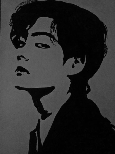 Taehyung Stencil Art, Jungkook Stencil Art, Bts V Portrait Drawing, Siluet Art, Shadow Drawing, Spiderman Art Sketch, Sky Art Painting, Film Posters Art, Silhouette Drawing