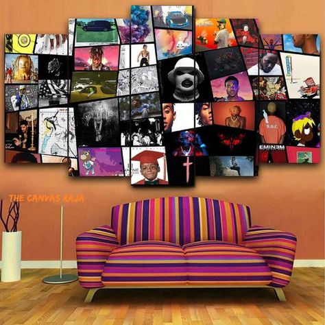 Album Cover Collage, Rap Album Cover, Hip Hop Wall Art, Musician Room, Rap Album Covers, 5 Piece Canvas Art, Multi Panel Wall Art, Music Canvas, Panel Wall Art