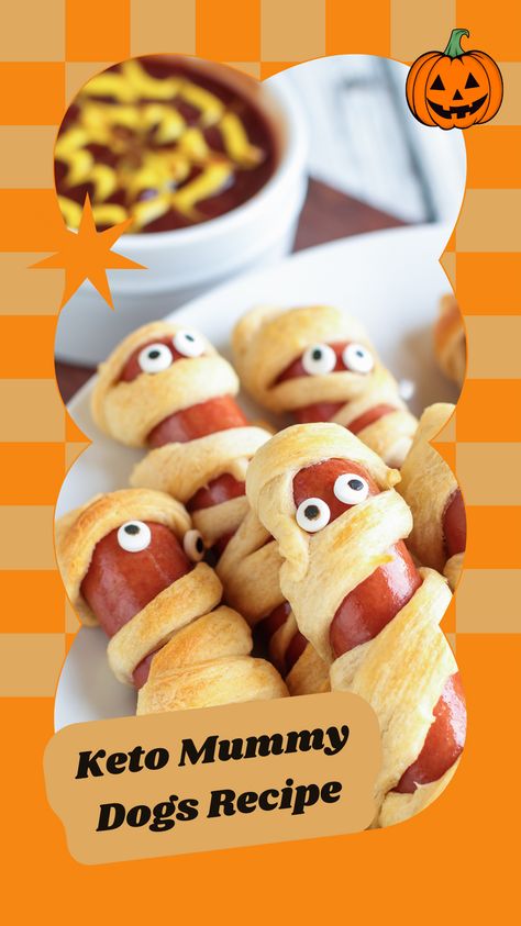 Unravel the deliciousness of these Keto Mummy Dogs for a frightfully fun and guilt-free Halloween treat! 🎃👻 These low-carb delights are sure to make your spooky celebration a hit. Mummify your taste buds in yumminess! #KetoRecipes #MummyDogs #HalloweenTreats #LowCarbDelights #SavorySpells #ketohalloweenrecipes #ketofriendlyrecipes #keto #KetoMummyDogs Mummy Dogs, Black Food Coloring, Blue Cheese Dip, Spice Muffins, Pumpkin Spice Muffins, Black Food, Halloween Treat, Dog Recipes, Halloween Recipes