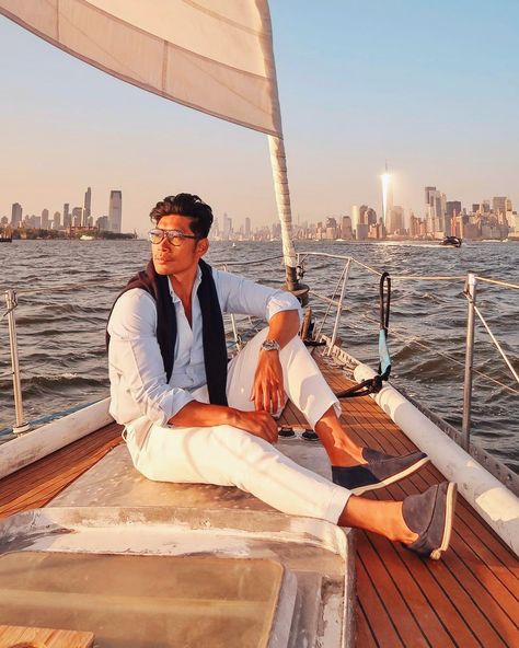 Man Fashion | Old Money Aesthetic | Summer Outfit | Summer Vibes | Luxury Travel Yacht Men Outfit, Yacht Outfit For Men, Yacht Party Outfit Men, Club Outfit For Men, Old Money Aesthetic Summer Outfit, Mexico Lookbook, Cruise Poses, Old Money Aesthetic Summer, Boat Party Outfit