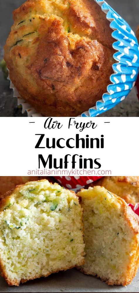 Zucchini Bread Air Fryer, Air Fryer Zucchini Bread Recipes, Small Batch Zucchini Muffins, Air Fryer Muffins Recipes, Airfryer Muffins, Air Fryer Zucchini Recipes, Air Fryer Muffins, Bake In The Air Fryer, Easy Zucchini Muffins