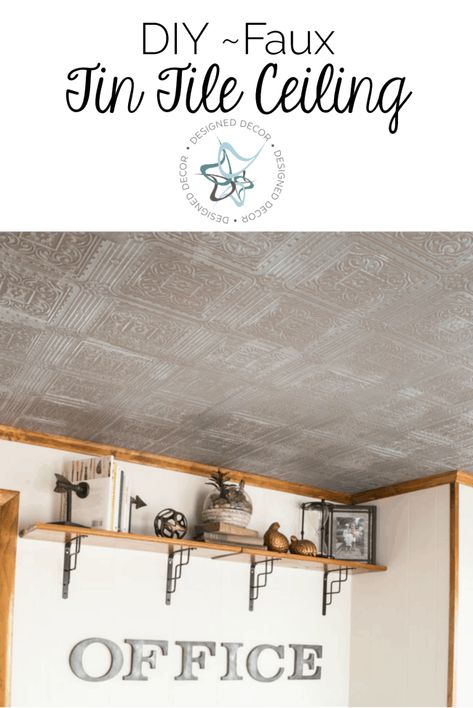 Tin Tile Ceiling, Desert Bungalow, Thrift Diy, Suspended Ceiling Tiles, Faux Tin Tiles, Tile Ceiling, Faux Tin Ceiling, Faux Tin Ceiling Tiles, Faux Tin