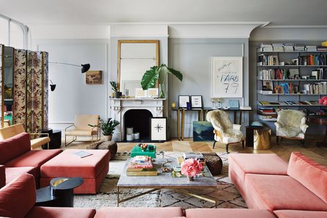 Jenna Lyons’s Space of Her Own - The New York Times Domino Magazine Living Room, House Elevator, Modern Maximalism, Soho Apartment, House Sofa, Brown Office, London Living Room, Soho Loft, Jenna Lyons