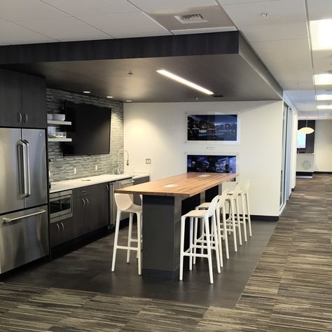 Corporate Kitchen Design, Office Coffee Bar Corporate, Corporate Coffee Station, Office Coffee Station Corporate, Commercial Coffee Bar, Corporate Kitchen, Break Room Design, Office Kitchens, Office Coffee Bar