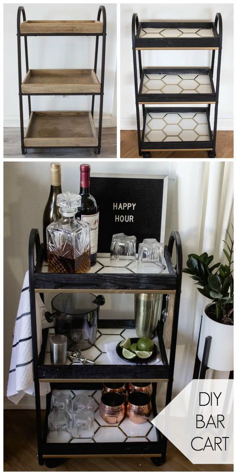 Diy Bar Cart, Diy Home Decor For Apartments, Modern Bar Cart, Bar Cart Styling, Cute Dorm Rooms, Diy Casa, Beautiful Bars, Bar Cart Decor, Diy Bar