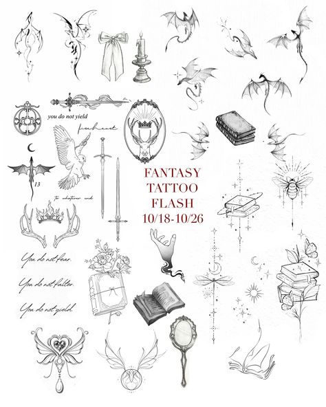 Booktok inspired tattoo flash ✨ First page: 1-3 inches each 1 for 95 2 for 130 3 for 160 •Arms, legs and back only Third and second page: •Dm for price with placement wanted •All placements allowed Flash Tattoo Placement, Tattoo Placement Ideas Arm, Booktok Tattoos, Leg Tattoo Placements, Page Tattoo, Tattoo Placement Arm, Tattoo Placement, Tattoo Flash, First Page