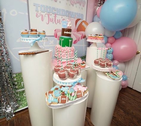 Tutus Or Touchdowns Gender Reveal, Touchdown Or Tutus, Touchdowns Or Tutus Gender Reveal, Gender Board, Football Gender Reveal, Baby 2024, Baby Gender Reveal Party Decorations, Gender Reveal Themes, Baby Reveal Party