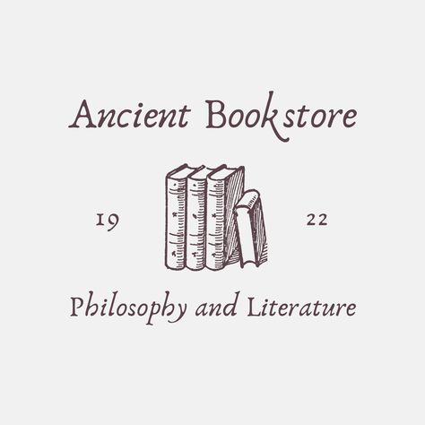 Vintage Book Logo Template Logos Bookstore, Book Club Logo, Book Bookshelf, Vintage Bookstore, Bookstore Design, Library Logo, Library Cafe, Literary Classics, Reading Stations