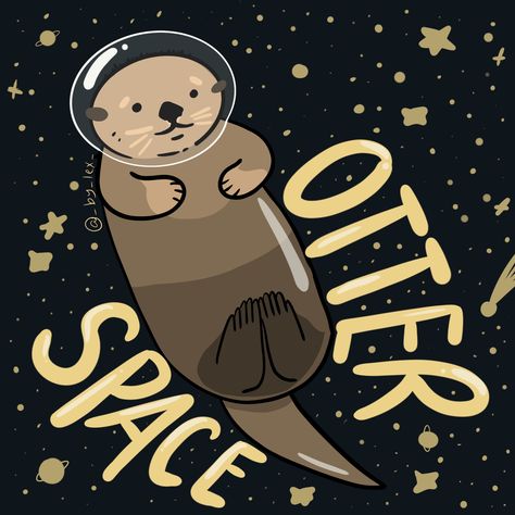 Otter Space #otters #otterlove #space #graphicdesign Cute Otters Drawings, Otter Drawing Wallpaper, Otter Pfp Cartoon, Otter Art Wallpaper, Space Otter Tattoo, Otter Animation, Otter Wallpapers Desktop, Cute Otter Illustration, Shrink Earrings