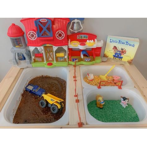 Little Blue Truck Sensory Bin, Little Blue Truck Activities, Mud Sensory Bin, Truck Sensory Bin, Letter T Activities, Little Blue Truck, Keeping Busy, Sensory Art, Blue Truck