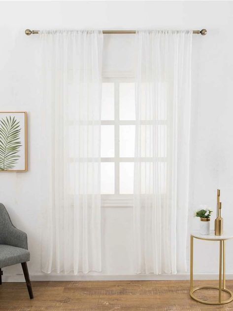 Flower Curtain, Long Curtains, Curtain Designs, Affordable Home Decor, Sheer Curtain, White Mesh, Curtains Bedroom, Mesh Design, New Room