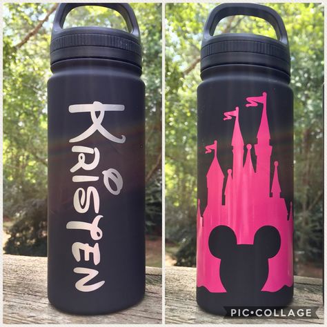 Disney Cups Vinyl Water Bottles, Disney Waterbottles Vinyl, Disney Water Bottles Diy, Disney Tumbler Ideas Vinyl, Disney Water Bottles Vinyl, Water Bottle Pictures, Vinyl Water Bottle Ideas, Water Bottle Cricut, Disney Water Bottle