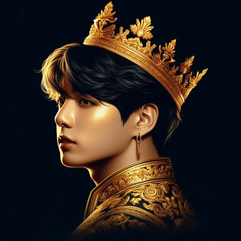 Jungkook As King, Jungkook King Edit, Demi Human, Wattpad Book Covers, Fanart Bts, Vkook Fanart, Jungkook Fanart, Jeon Jungkook Photoshoot, Wattpad Covers