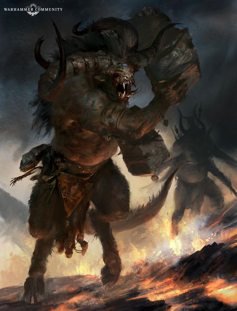 AoS: The Beast of Chaos - Abilities Of The Herd - Bell of Lost Souls Beasts Of Chaos, Warhammer Fantasy Roleplay, Monster 2, Fantasy Stuff, Fantasy Battle, Age Of Sigmar, 다크 판타지, Warhammer Art, Fantasy Races